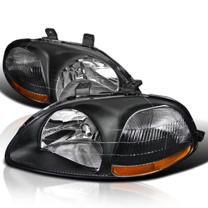 Coolstuffguru Compatible with Honda Civic Dx Ex Lx Si 2/3/4 Dr Jdm Headlights Black