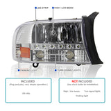 Coolstuffguru Compatible with Dodge Dakota Durango Crystal Chrome Headlights W/ Led Lamp