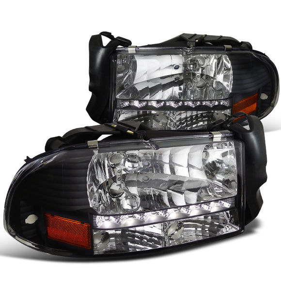 Coolstuffguru Compatible with Dodge Dakota/ Durango Slt Led Headlights Black Left + Right