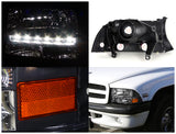 Coolstuffguru Compatible with Dodge Dakota/ Durango Slt Led Headlights Black Left + Right