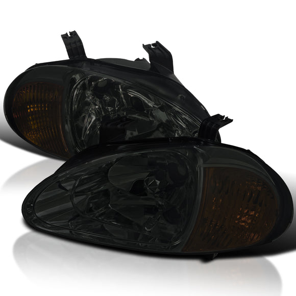 Coolstuffguru Compatible with Honda Del Sol Smoke Headlights w/ Built-in Amber Corner Lamps