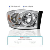 Coolstuffguru Compatible with Dodge Ram Euro Chrome Diamond Headlights W/O Amber Bar