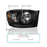 Coolstuffguru Compatible with Dodge Ram Pickup Black Diamond Headlights W/O Amber Bar