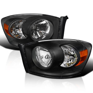 Coolstuffguru Compatible with Dodge Ram Pickup Black Diamond Headlights W/O Amber Bar