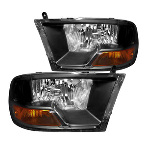 Coolstuffguru Compatible with Dodge Ram 1500 2500 3500 Crystal Euro Black Headlights