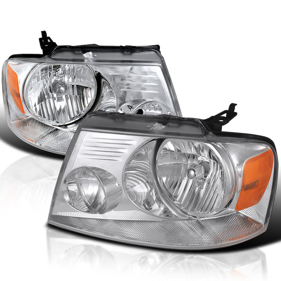 Coolstuffguru Compatible with Ford F150 Crystal Chrome Clear Oem Style Head Lights Lamps Pair