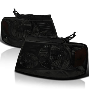 Coolstuffguru Compatible with Ford F150 Smoked Crystal Head Lights Lamps Pair