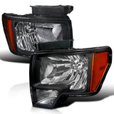 Coolstuffguru Compatible with Ford F150 Pick Up Euro Crystal Black Headlight Pair