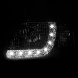 Coolstuffguru Compatible with Ford F-150 Chrome/ Clear Smd Led Head Lights+Corner Signal Lamps