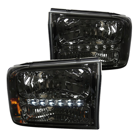 Coolstuffguru Compatible with Ford F250 F350 Superduty Excursion US 1-Piece Smoke Lens LED Headlights