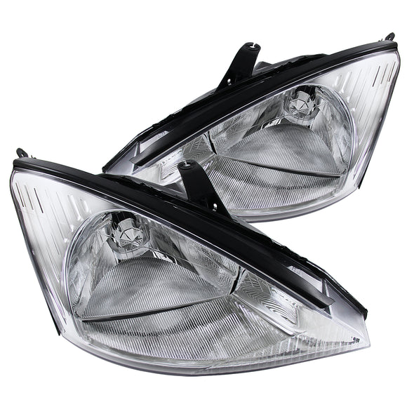 Coolstuffguru Compatible with Ford Focus Euro Crystal Chrome Clear Headlights Head Lamps Pair