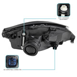 Coolstuffguru Compatible with Ford Focus Euro Crystal Black Clear Headlights Head Lamps Pair