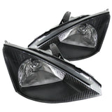 Coolstuffguru Compatible with Ford Focus Euro Crystal Black Clear Headlights Head Lamps Pair