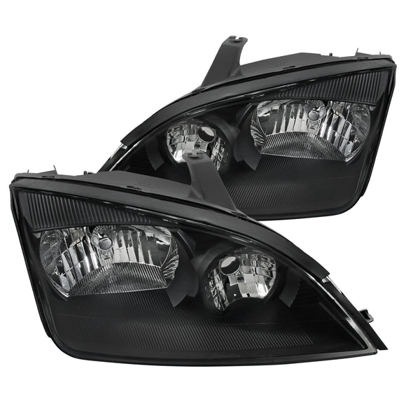 Coolstuffguru Compatible with Ford Focus ZX3 ZX4 ZX5 Euro Black Clear Headlights Head Lamps Pair