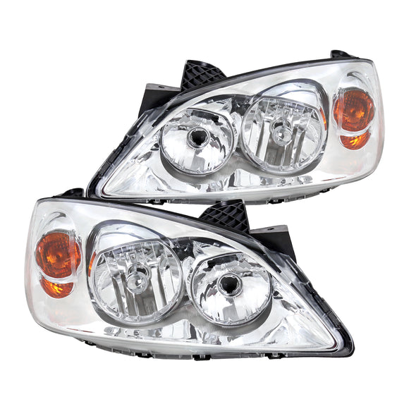 Coolstuffguru Compatible with Pontiac G6 Replacement Chrome Clear Headlights Head Lamps Left+Right