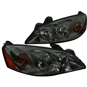 Coolstuffguru Compatible with Pontiac G6 Chrome Housing Smoke Lens Headlights Head Lamps Left+Right