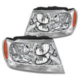 Coolstuffguru Compatible with Jeep Grand Cherokee Crystal Clear Replacement Headlights Headlamps Left+Right