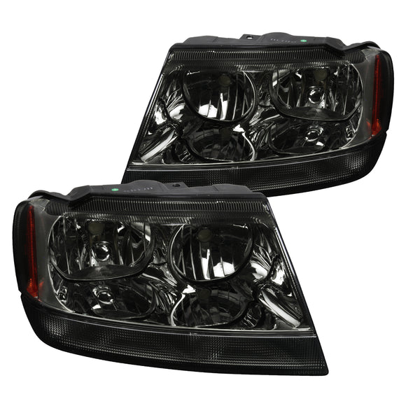 Coolstuffguru Compatible with Jeep Grand Cherokee Smoke Lens Headlights+Tinted Corner Lights Signal Lamps