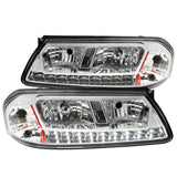 Coolstuffguru Compatible with Chevy Impala LS SS Base Chrome Clear SMD LED Headlights Head Lamps Left+Right