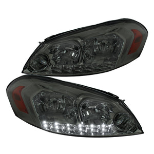 Coolstuffguru Compatible with Chevy Impala Monte Carlo Smoke Lens Crystal Headlights+LED Strip