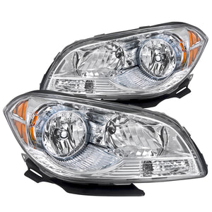 Coolstuffguru Compatible with Chevy Malibu 4DR Sedan Chrome Clear Lens Headlights+Amber Reflector