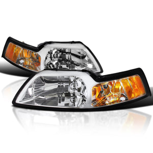 Coolstuffguru Compatible with Ford Mustang Gt Base Svt Cobra Headlights W/ Corner Lights 1Pc. Chrome