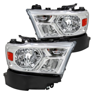 Coolstuffguru Chrome Housing Clear Lens Halogen Headlights Compatible with Dodge Ram 1500 2019-2021