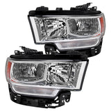 Coolstuffguru Chrome Housing Clear Lens Halogen Headlights with Amber Reflector Compatible with Dodge Ram 2500 3500 2019-2022 Left+Right