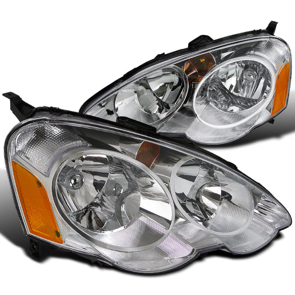 Coolstuffguru Compatible with Acura RSX JDM Chrome Diamond Headlights Left+Right