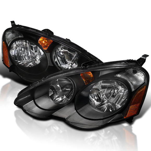 Coolstuffguru Compatible with Acura Rsx Jdm Black Dc5 Oem Style Diamond Head Lights Lamps