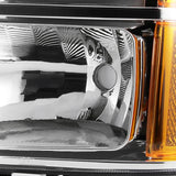 Coolstuffguru Compatible with GMC Sierra 1500/2500/3500HD Denali Chrome Headlights+Amber Reflector