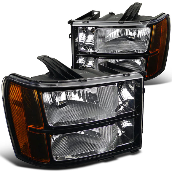 Coolstuffguru Compatible with Gmc Sierra Pick Up Truck Sle Slt Black Headlights W/ Reflector
