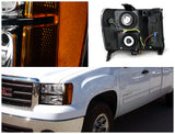 Coolstuffguru Compatible with Gmc Sierra Pick Up Truck Sle Slt Black Headlights W/ Reflector