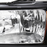 Coolstuffguru Compatible with GMC Sierra 1500/2500/3500HD Denali Black Headlights+Amber Reflector