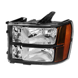 Coolstuffguru Compatible with GMC Sierra 1500/2500/3500HD Denali Black Headlights+Amber Reflector