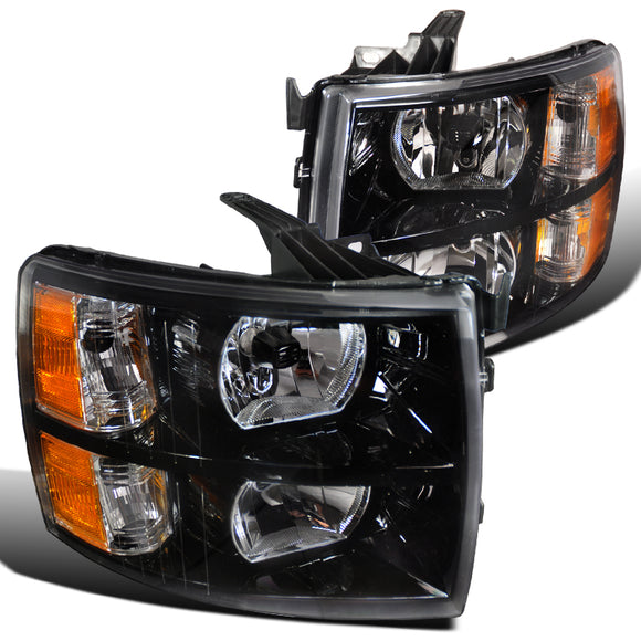 Coolstuffguru Compatible with Chevy Chevrolet Silverado Lt Ls Black Headlights W/ Reflector