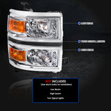 Coolstuffguru Compatible with Chevy Silverado 1500 Pickup Clear Headlights+LED Tail Lights Parking Brake L
