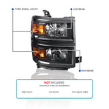 Coolstuffguru Compatible with Chevy Silverado 1500 Pickup Black Clear Headlights+Corner Signal Lamps