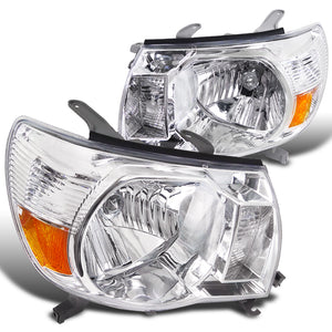 Coolstuffguru Compatible with Toyota Tacoma Chrome Crystal Headlights Clear Head Lamps Pair