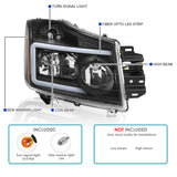 Coolstuffguru Black Housing Clear lens Headlights Lamps w/LED Light Bar Compatible with Nissan Titan 2004-2015, 2004-2007 Armada, L+R Pair Head Light Lamp Assembly