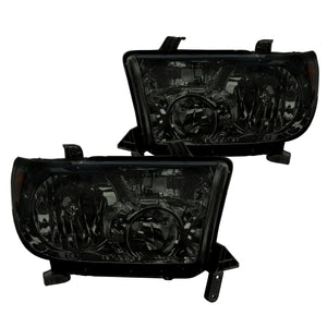 Coolstuffguru Compatible with Toyota Tundra Sequoia Smoke Tint Lens Headlights w/ Amber Reflector