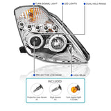 Coolstuffguru Compatible with Nissan 350Z Z33 Jdm Halo Clear Chrome Projector Head Lights Lamps Pair