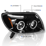 Coolstuffguru Compatible with Toyota 4Runner Halo LED Jet Black Projector Headlights Head Lamps Left+Right