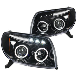 Coolstuffguru Compatible with Toyota 4Runner Halo LED Jet Black Projector Headlights Head Lamps Left+Right