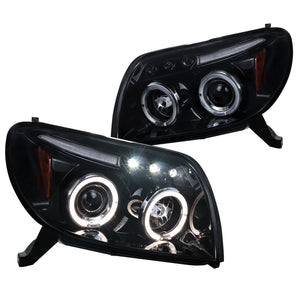 Coolstuffguru Halo Led Glossy Black Housing Smoke Lens Projector Headlights Compatible with Toyota 4Runner 2003-2005 L+R Pair Head Light Lamp Assembly