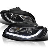 Coolstuffguru Compatible with Audi A4 Black Projector Headlights W/R8 Sty Led Daytime Running Lamps