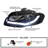 Coolstuffguru Compatible with Audi A4 Crystal Black Projector Headlights With New BMW Style LED Strip