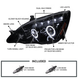 Coolstuffguru Compatible with Honda Accord Dual Halo Led Glossy Black Projector Headlights