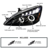 Coolstuffguru Compatible with Honda Accord Halo Led Projector Headlights Black Pair