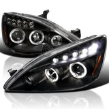 Coolstuffguru Compatible with Honda Accord Halo Led Projector Headlights Black Pair